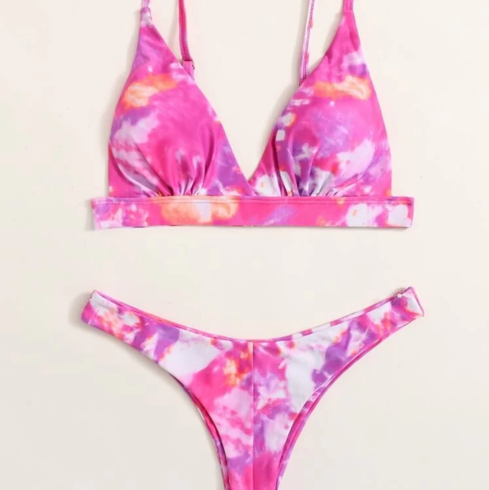 Pink tie dye bikini set size s